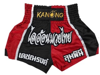 Kanong Custom Black and Red Muay Thai Shorts : KNSCUST-1190
